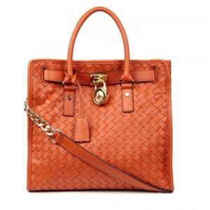 Michael Kors Limited Edition braided leather burnt orange large Hamilton Tote.